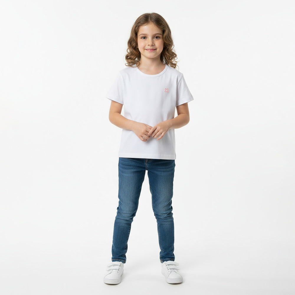 Camiseta Manga Curta Kely Kety Com Detalhe de Coração Feminina