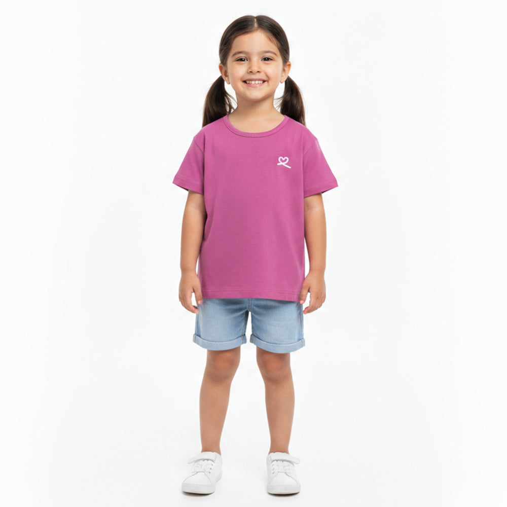 Camiseta Manga Curta Kely Kety Com Detalhe de Coração Feminina