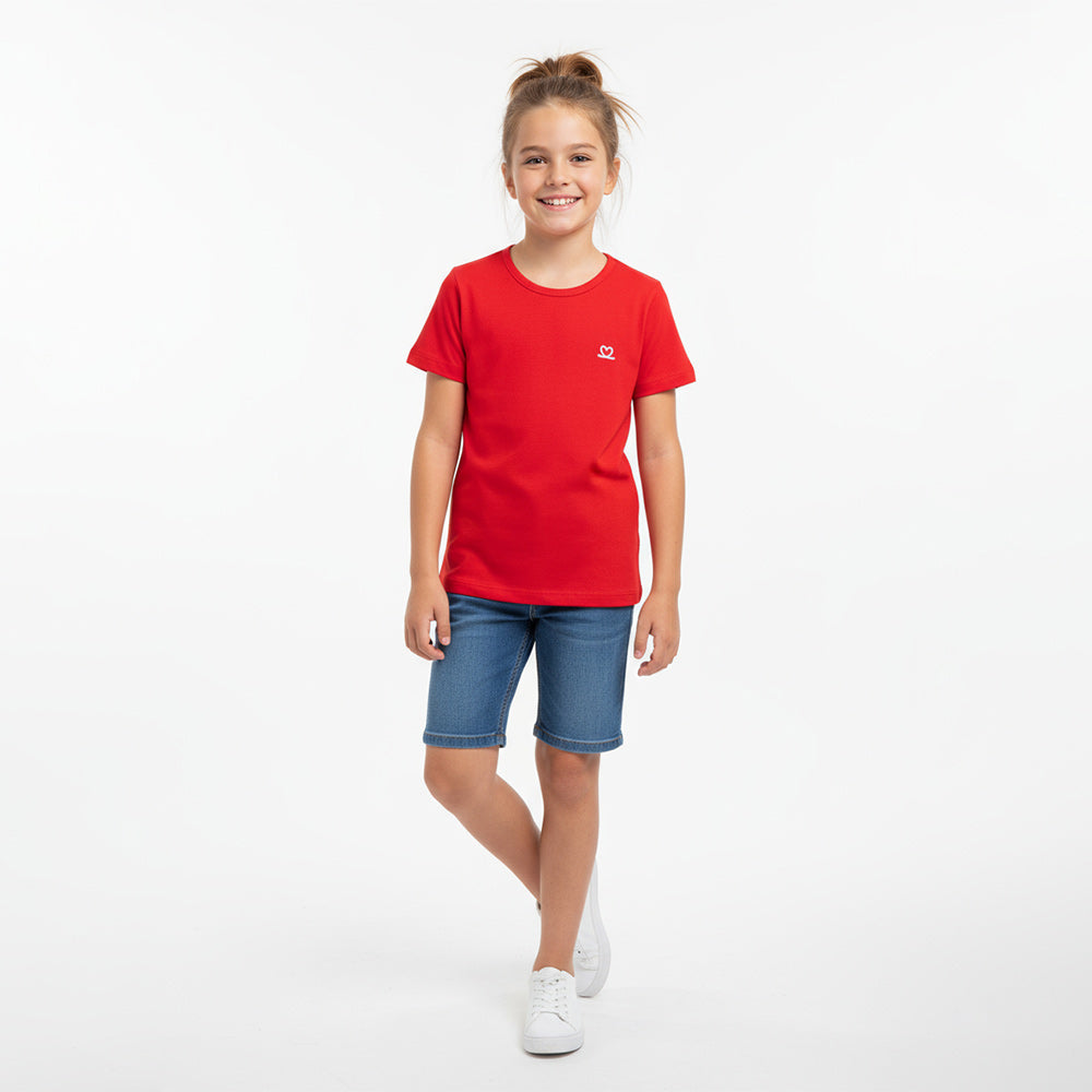 Camiseta Manga Curta Kely Kety Com Detalhe de Coração Feminina