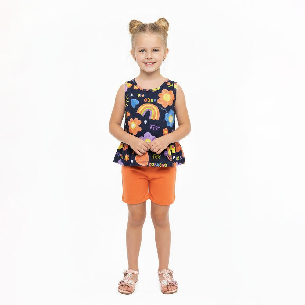 Conjunto Regata e Shorts Kely Kety Estampado Feminina
