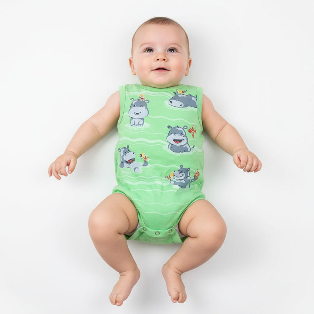 Macacão Bebê Rei Rex Hipopótamos Masculino