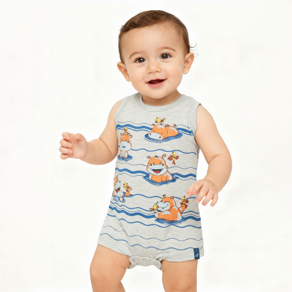 Macacão Bebê Rei Rex Hipopótamos Masculino