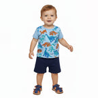 Conjunto Camiseta Manga Curta e Bermuda Moletinho Rei Rex Estampado Masculino