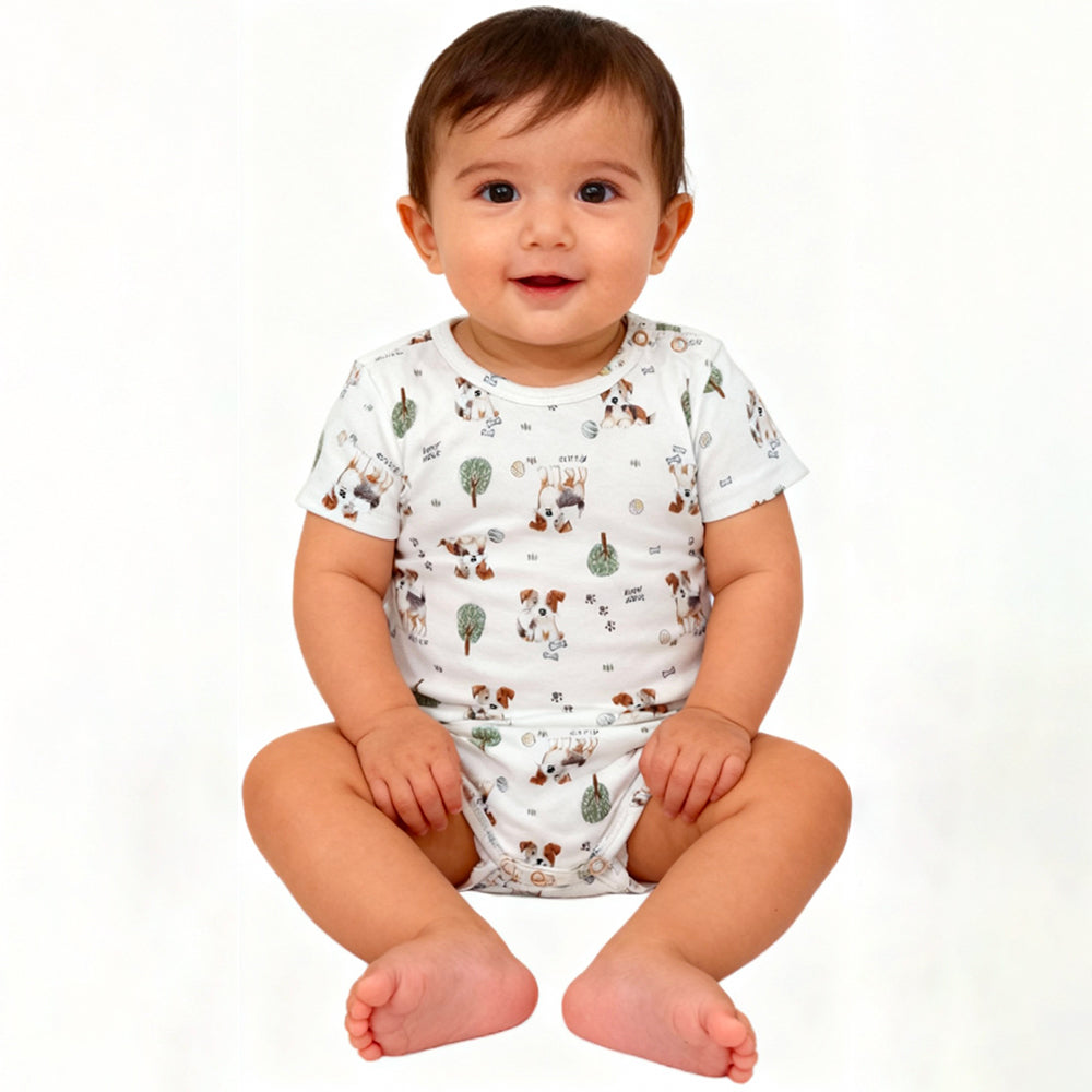 Body Manga Curta Avulso Cachorrinho Masculino Mini & Co