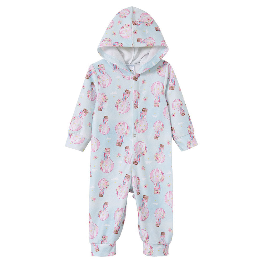 Macacão Soft Estampado Abertura Botão com Capuz Fantoni - Feminino