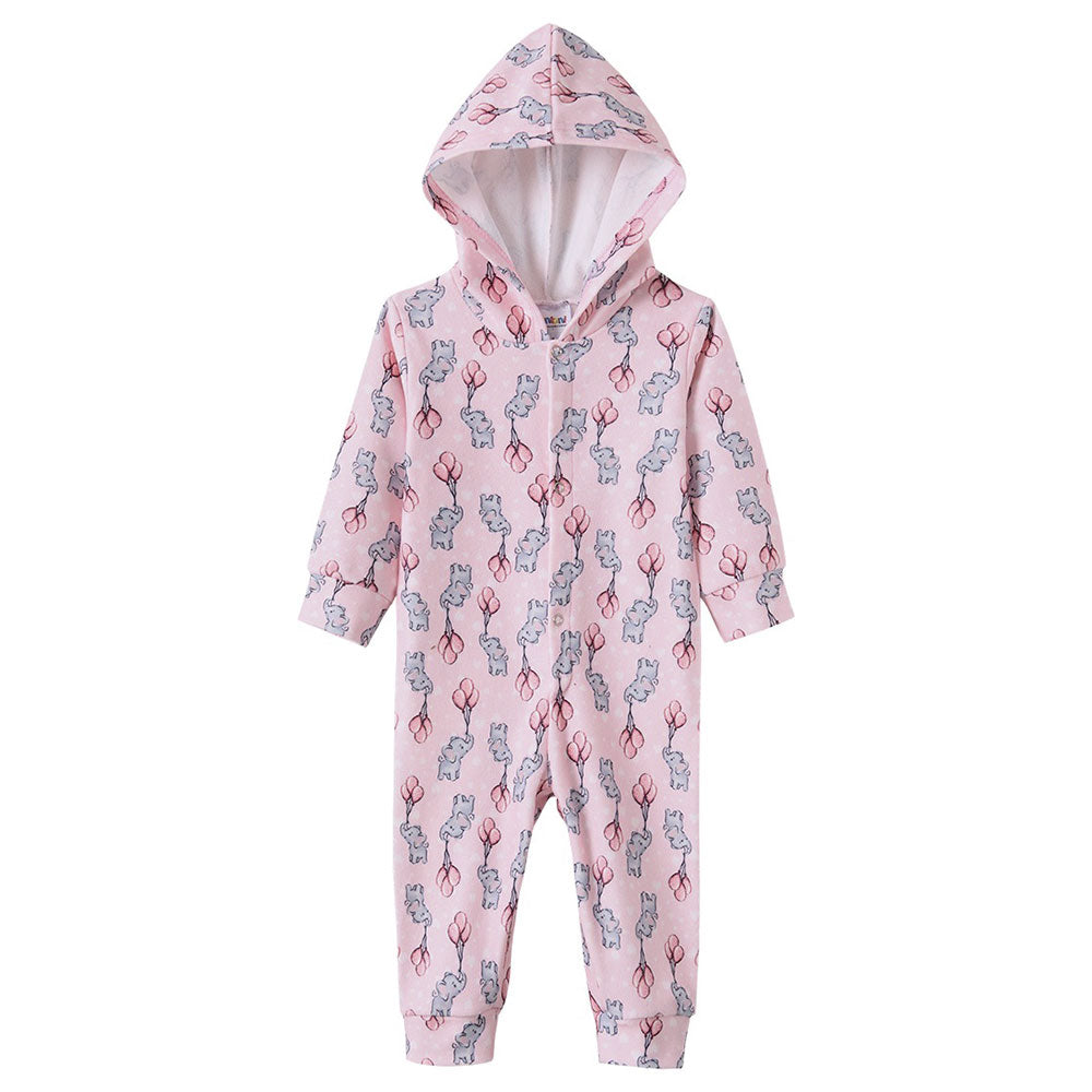 Macacão Soft Estampado Abertura Botão com Capuz Fantoni - Feminino