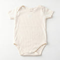 Body Manga Curta Transpassado Mini & CO Em Ribana Canelada Unissex - Off White