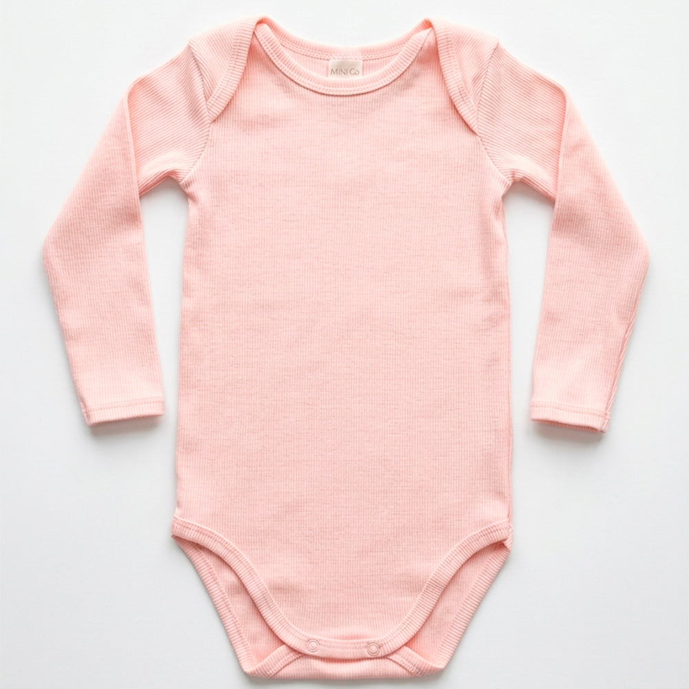 Body Manga Longa Transpassado Mini & CO Canelado Feminina - Rosa