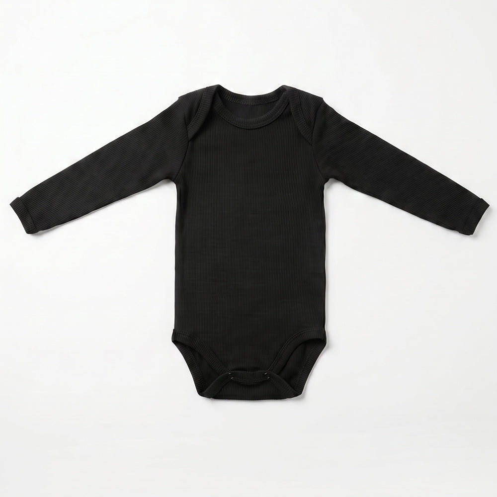 Body Manga Longa Transpassado Mini & CO Em Ribana Canelada Unissex - Preto
