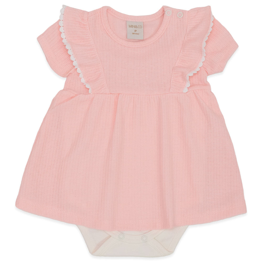 Body Vestido Manga Babado Tricot e Suedine Feminino - Patchwork