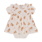 Body Vestido Manga Curta Com Babado Suedine Feminino - Ursinha e Cavalinho