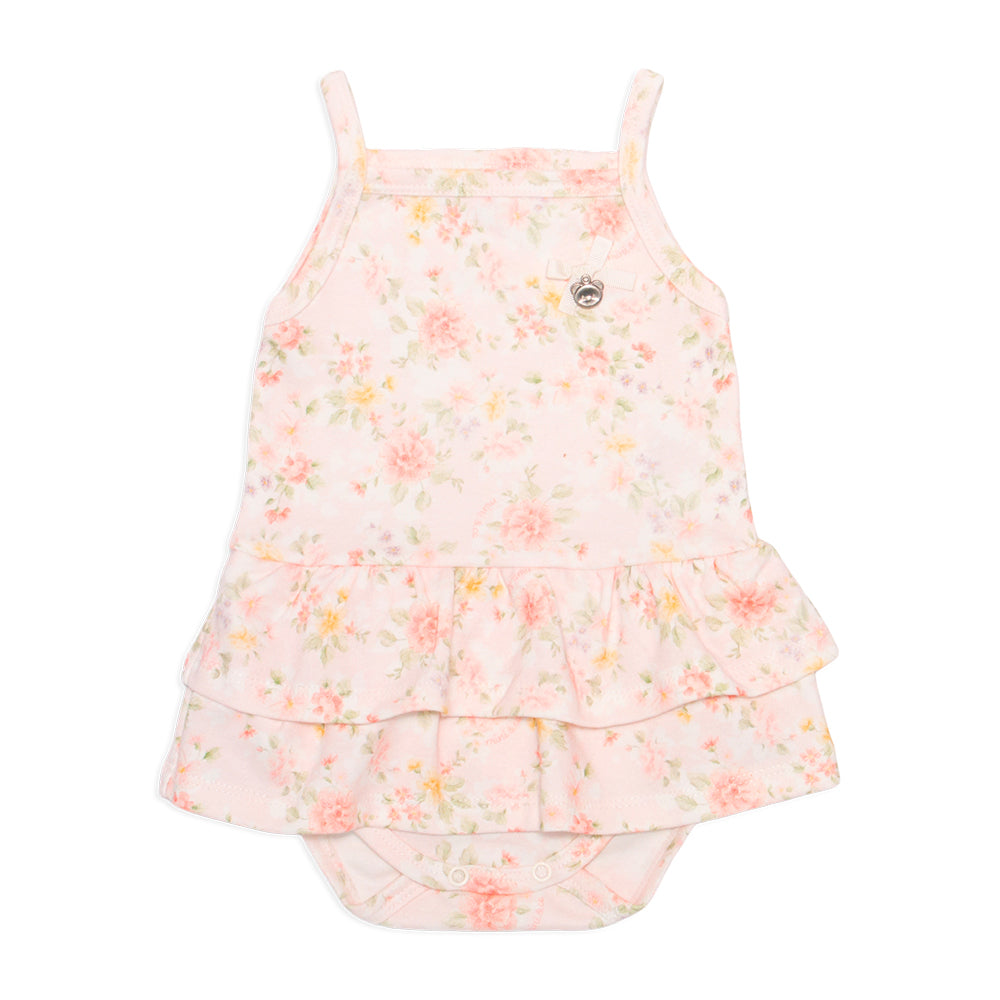 Body Vestido Alça Mini E Co Suedine Feminino - Ursinhas Florais