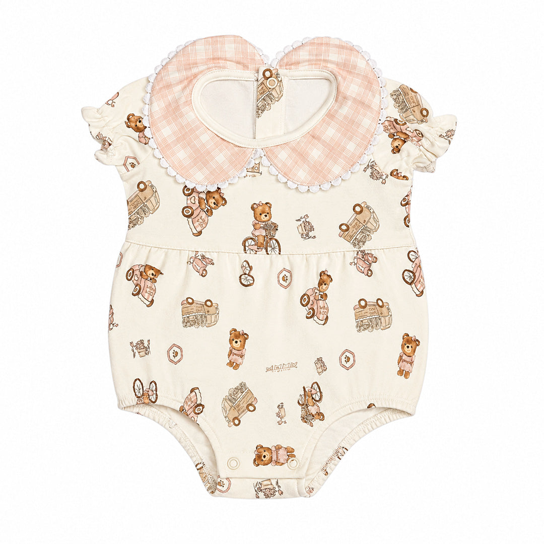 Body Banho De Sol Gola Bipartida Mini & CO Em Suedine Feminino - Ursinhas