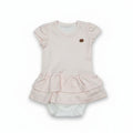 Body Vestido Manga Curta Mini e Co Babado Suedine Feminino - Cachorrinhas