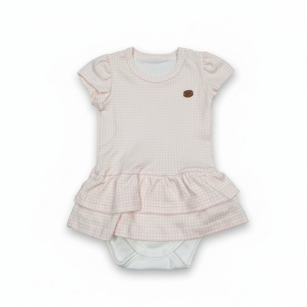 Body Vestido Manga Curta Mini e Co Babado Suedine Feminino - Cachorrinhas
