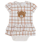 Body Vestido Manga Babado Suedine Feminino - Ursinhos