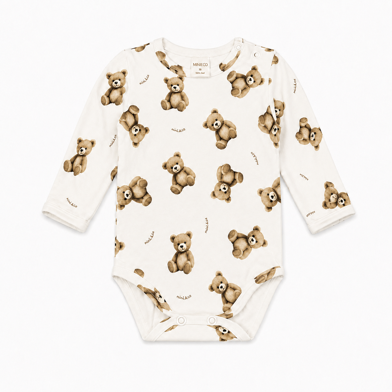 Body Manga Longa Mini & CO Em Suedine - Urso Mini&CO