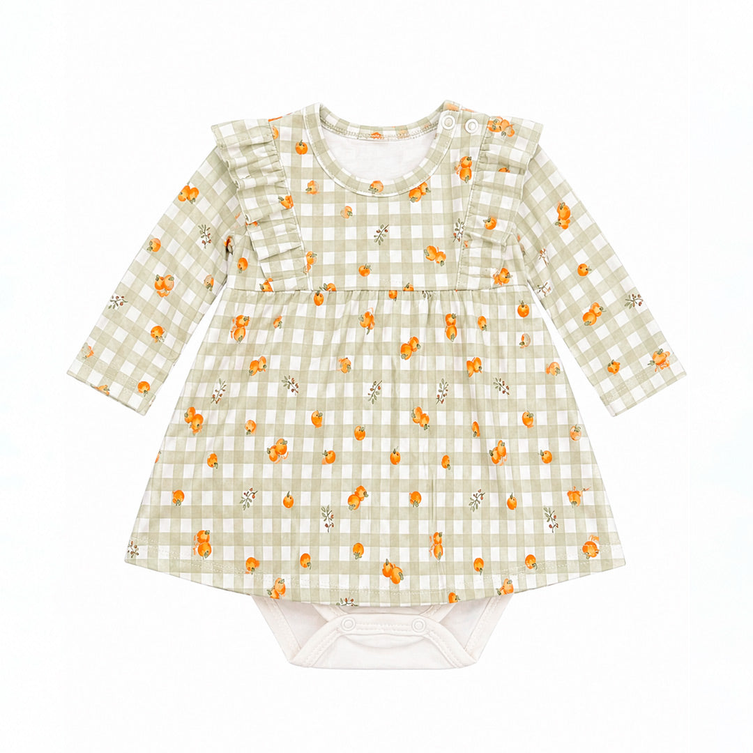 Body Vestido Manga Longa Com Babado Mini & CO Em Suedine - Raposinhass