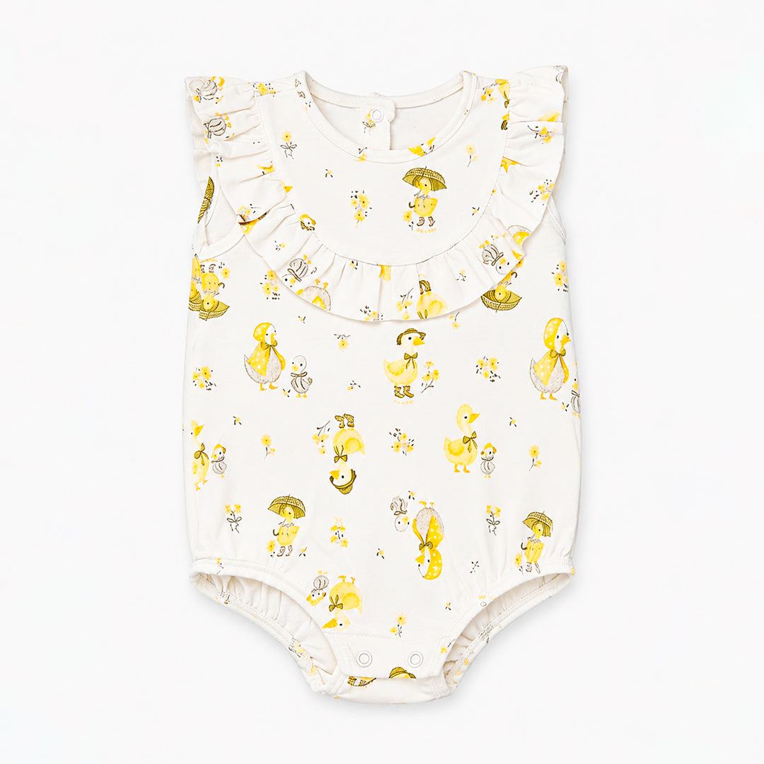 Body Banho De Sol Com Babado Mini & CO Em Suedine Feminino - Patinhas