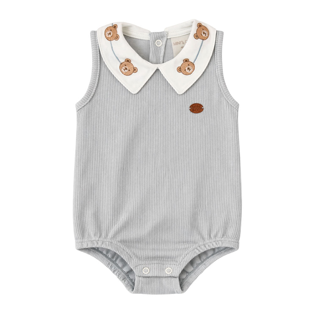 Body Banho de Sol Gola Bipartida Masculino Mini & Co - Ursinhos