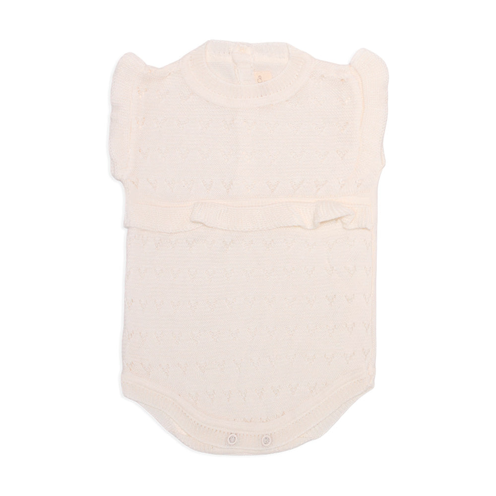 Body Banho de Sol Tricot Babados Off White Feminino Mini & Co