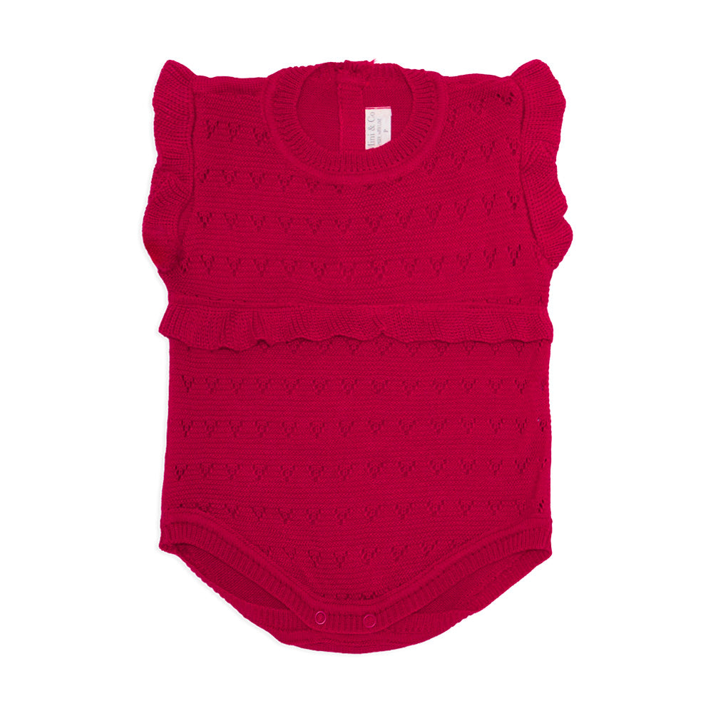 Body Banho de Sol Tricot Babados Vermelho Feminino Mini & Co