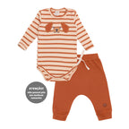 Conjunto Body Manga Longa Bordado Listrado e Calça Suedine Masculino – Cachorrinhos