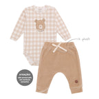 Conjunto Body Manga Longa Estampado e Calça Plush Masculino – Bichinhos Transporte