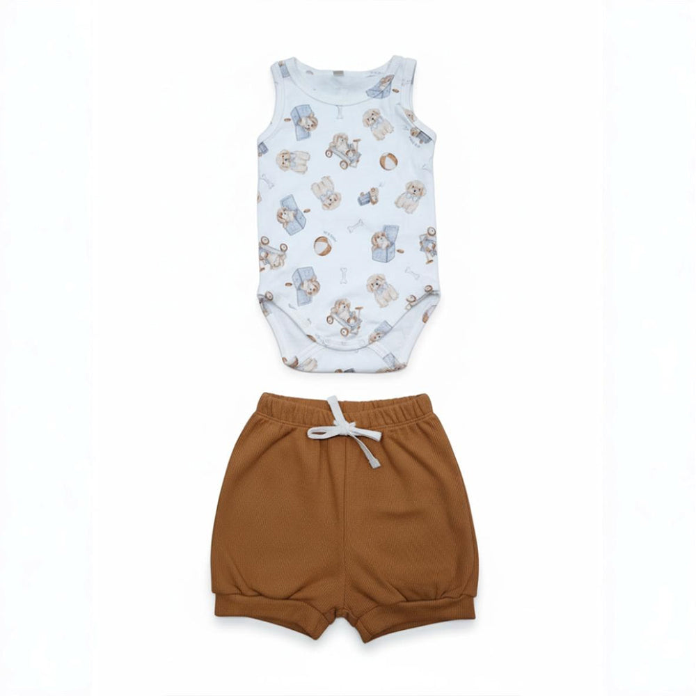 Conjunto Body Regata e Shorts Barra Virada Masculino – Cachorrinhos