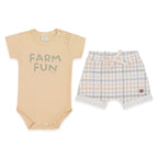 Conjunto Body Manga Curta e Shorts Barra Virada Masculino – Fazendinha