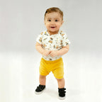 Conjunto Body Manga Curta e Shorts Suedine Masculino - Raposinha