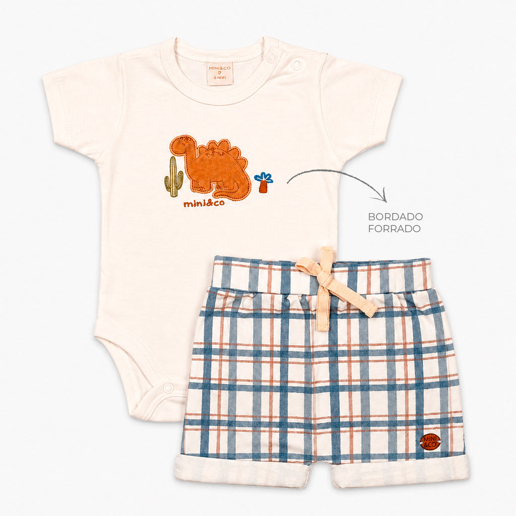 Conjunto Body Manga Curta e Shorts Masculino Mini & Co – Dinos