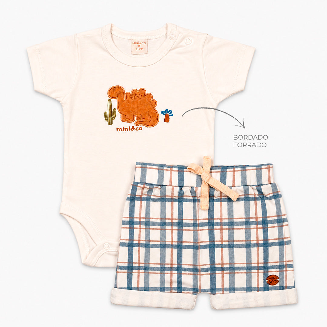 Conjunto Body Manga Curta e Shorts Masculino Mini & Co – Dinos