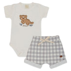 Conjunto Body Manga Curta e Shorts Barra Virada Suedine Masculino - Roar