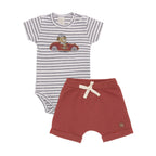 Conjunto Body Manga Curta e Shorts Barra Virada Suedine Masculino - Racer