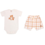 Conjunto Body Manga Curta E Shorts Barra Virada Mini E Co Suedine Masculino - Forest