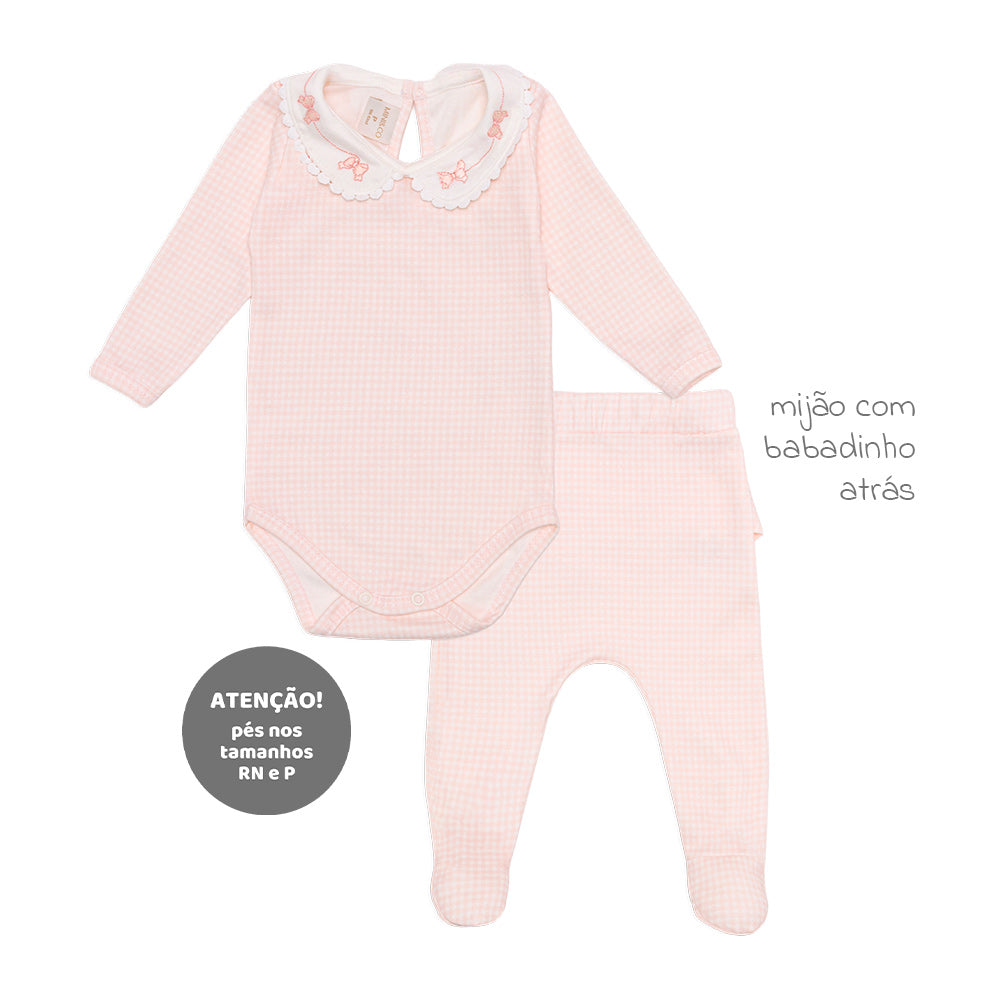 Conjunto Body Manga Longa com Gola e Mijão Babado Feminino - Cachorrinhas