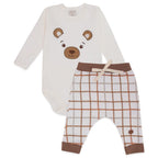 Conjunto Body Manga Longa Estampado e Calça Suedine Masculino – Ursinhos