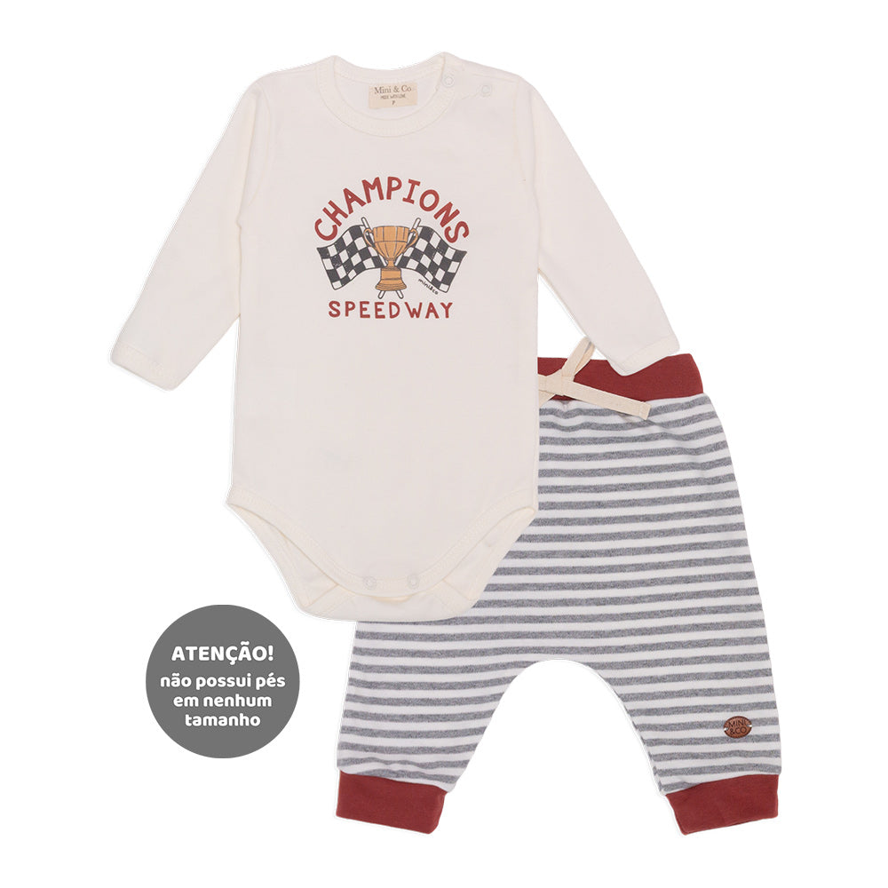 Conjunto Body Manga Longa e Calça Suedine Masculino - Racer