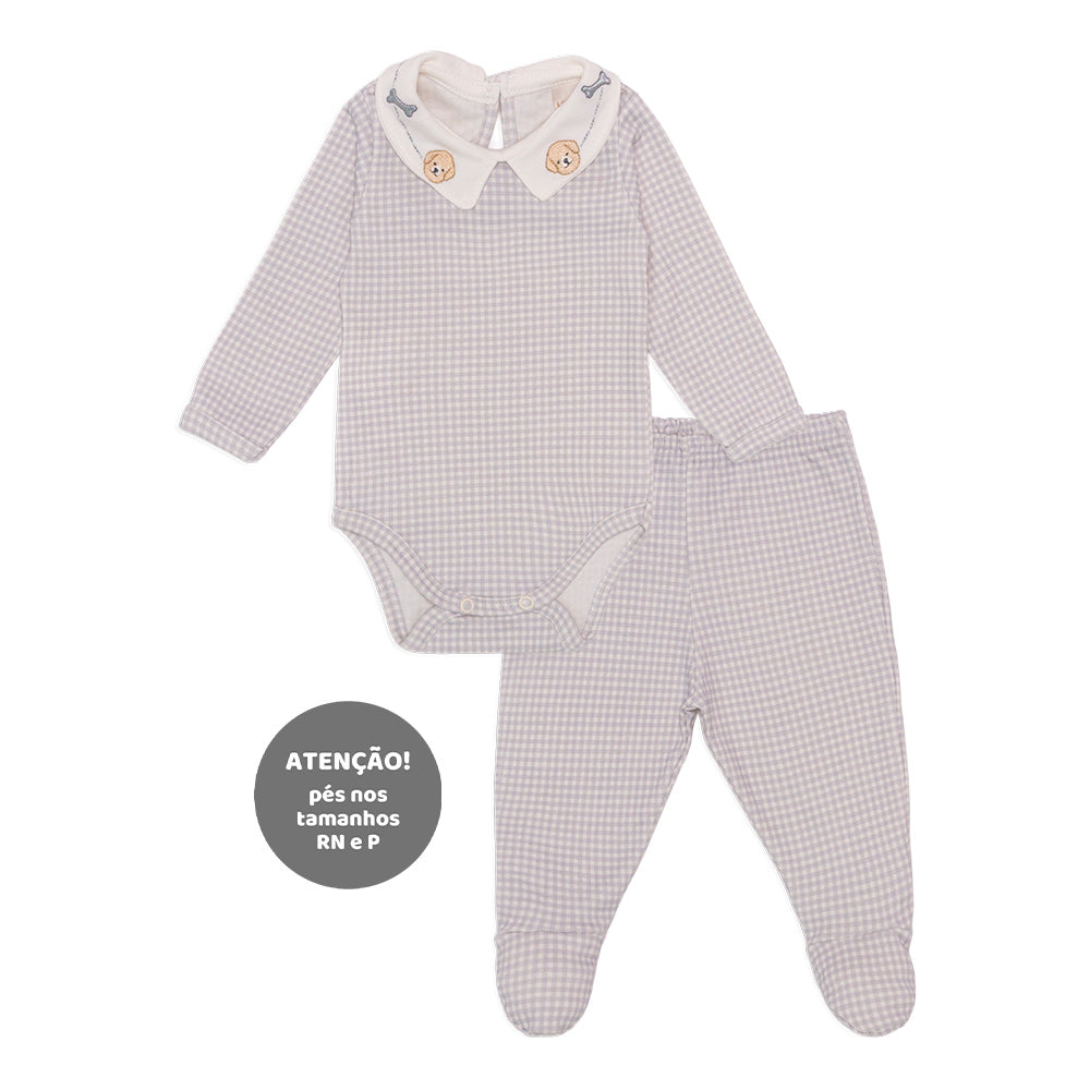 Conjunto Body Manga Longa Gola e Mijão Suedine Masculino – Cachorrinhos