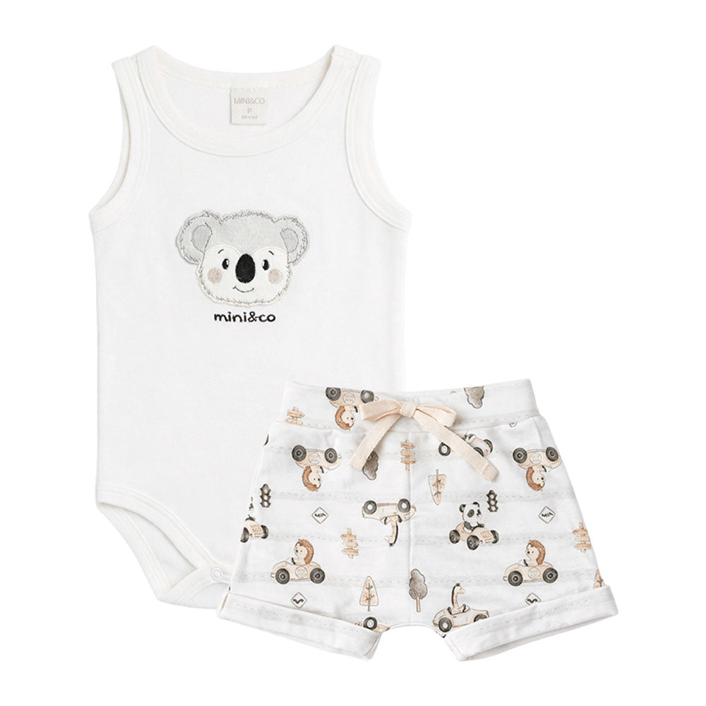 Conjunto Body Regata e Shorts Masculino Mini & Co - Carrinhos