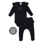 Conjunto Body Manga Longa Transpaassado e Mijão Preto Feminino - Fazendinha