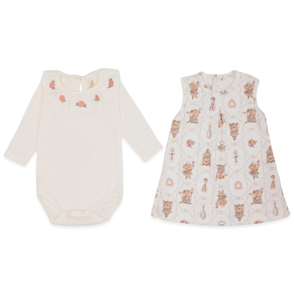 Conjunto Body Manga Longa com Gola e Vestido Suedine Feminino - Ratinhas