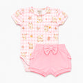 Conjunto Body Manga Curta E Shorts Com Babado Mini & CO Em Suedine Feminino - Ovelhinhas