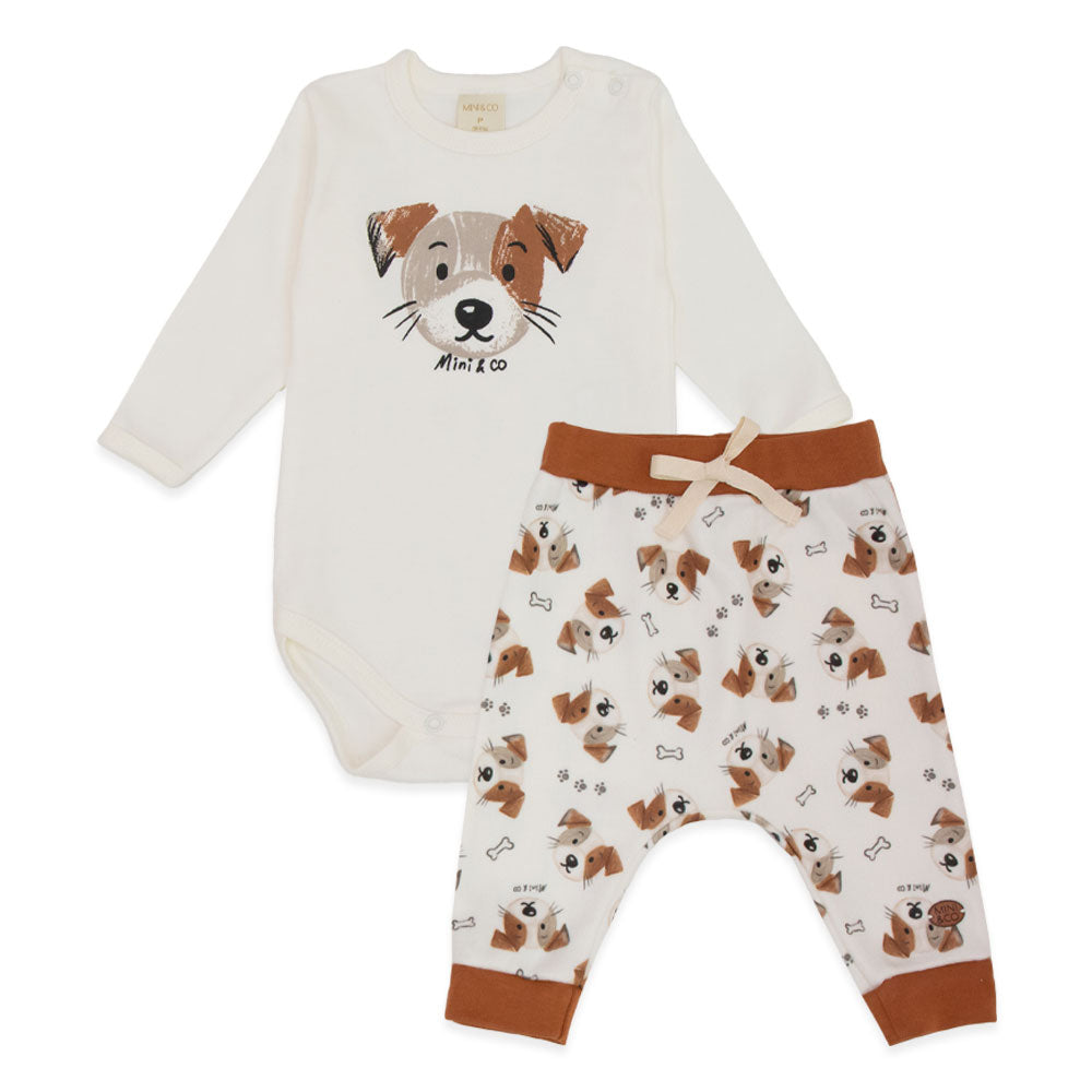 Conjunto Body Manga Longa Estampado e Calça Soft Masculino – Cachorrinho