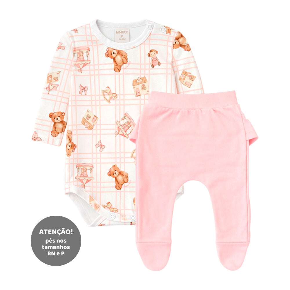 Conjunto Body Manga Longa e Mijão Babadinho Mini & Co Feminino - Ursinhas