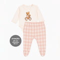 Conjunto Body Manga Longa E Mijão Com Babadinho Mini & CO Em Suedine Feminino - Ursinhas