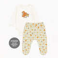 Conjunto Body Manga Longa E Mijão Com Babadinhos Mini & CO Em Suedine Feminino - Raposinhas