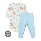 Conjunto Body Manga Longa e Mijão Masculino Mini & Co - Ursinhos