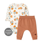 Conjunto Body Manga Longa e Mijão Suedine Mini & Co Masculino - Cachorrinho